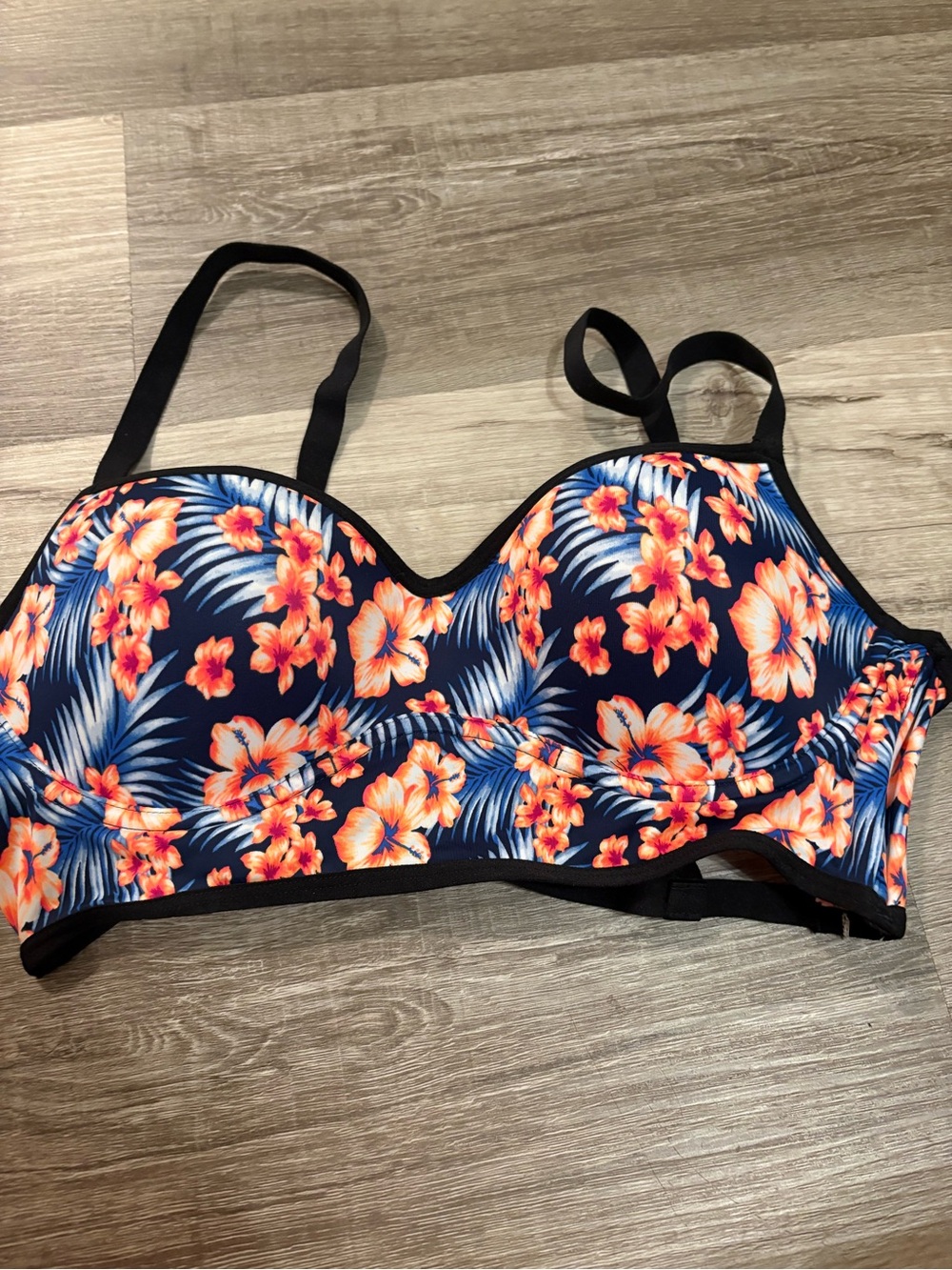Floral Underwire Bralette Top - Navy with Orange & Blue Floral